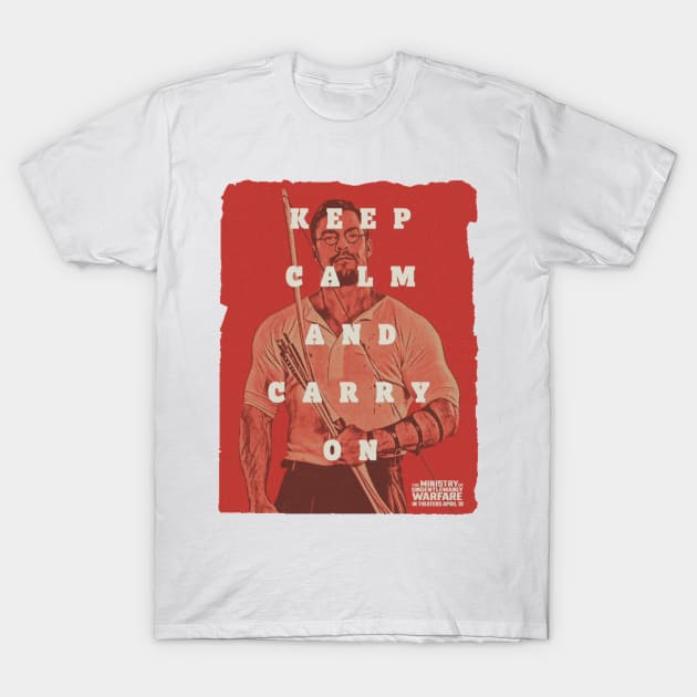 keep calm and carry on red alan ritchson T-Shirt by Super-TS